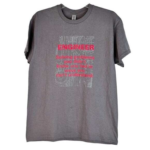 Gildan Engineer Solving Problems Mens Gray T-Shirt Size medium 100% Heavy Cotton - Picture 1 of 7
